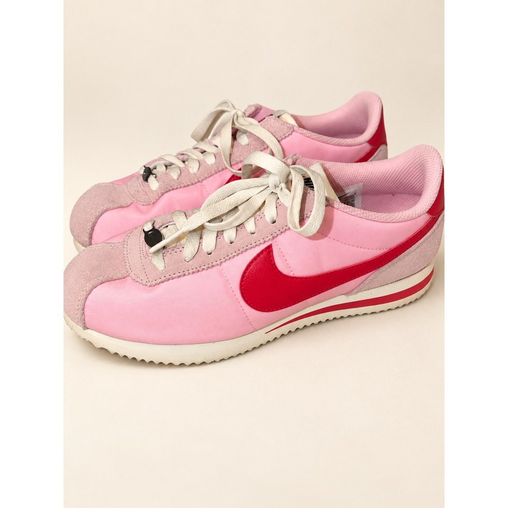 Nike Cortez Pink Red White Nylon Suede Sneakers HF9994-600 Womens 8.5